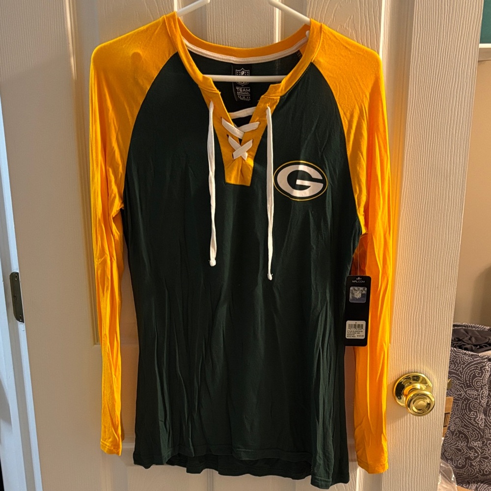 Green Bay Packers Women's Long Sleeve Tee - Green and Yellow